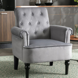 fauteuil à oreilles en velours gris