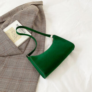 Petit sac d'épaule en velours vert