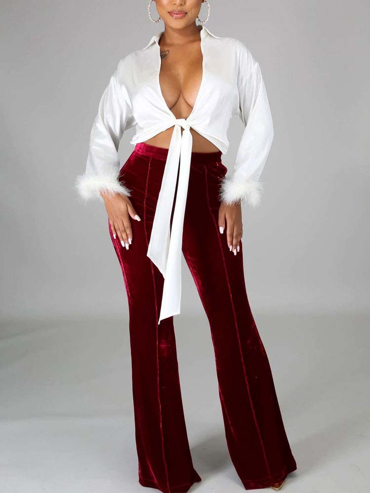 Photo représentant le pantalon en velours porté