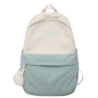 Sac à dos en velours côtelé bi-color blanc et vert clair