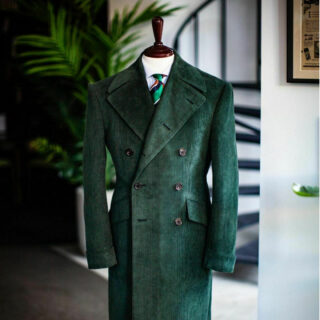 manteau à col cranté en velours côtelé pour homme