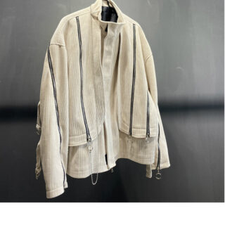 Manteau élégant en velours côtelé avec fermeture éclair