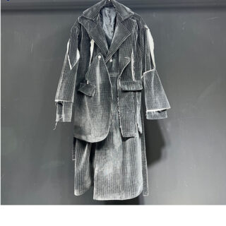 Manteau long type trench en velours côtelé pour homme