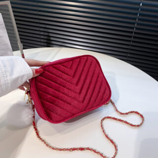 Petit sac à main rouge à bandoulière en velours pour femme
